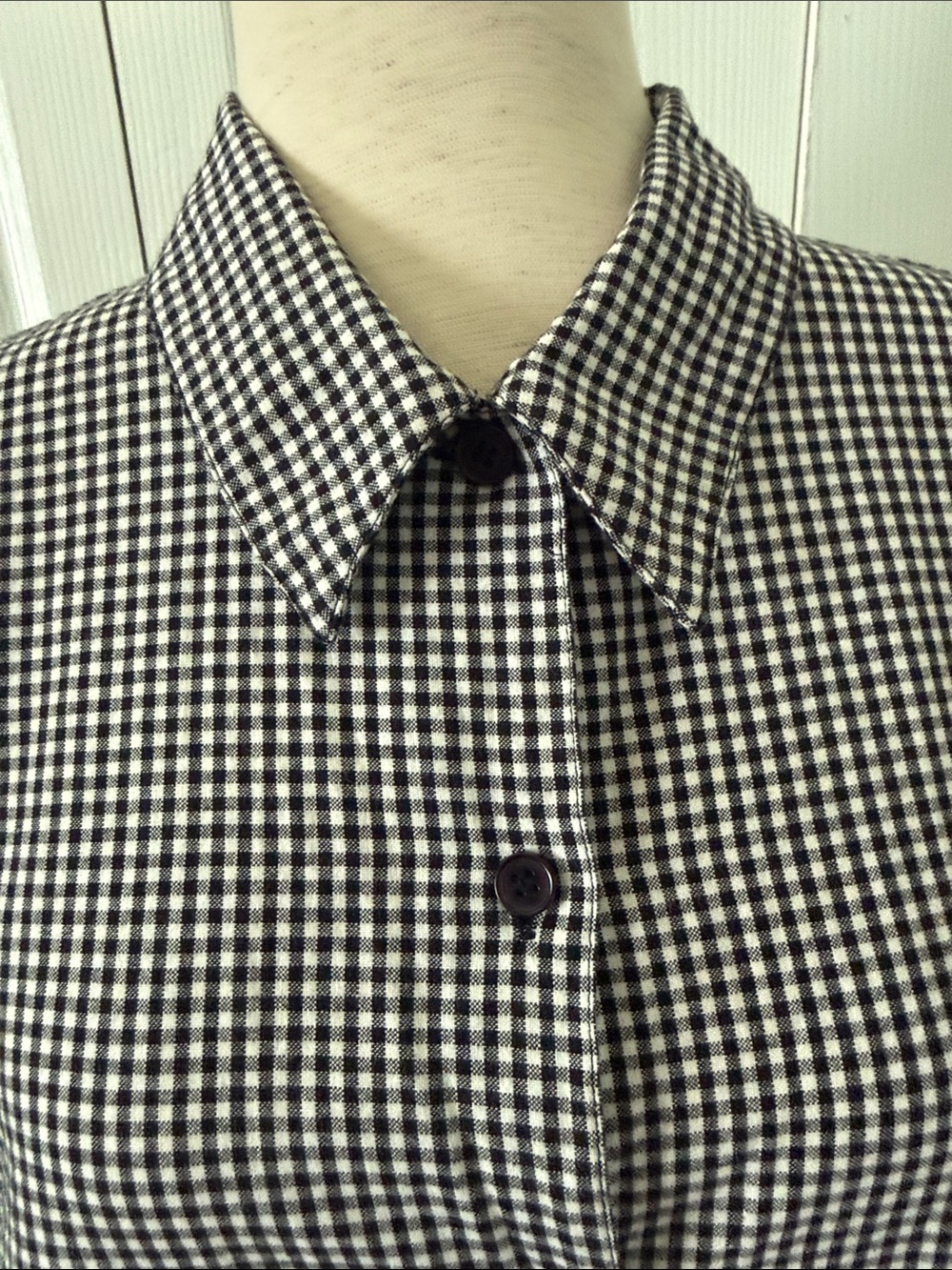 Vintage 90s Lemon Grass Black and White Gingham Shirt with Daisy Detail Sz XL - Picture 3 of 8